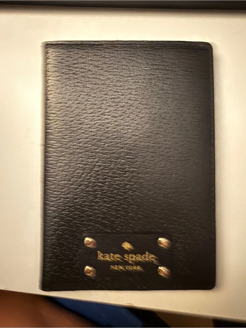 kate spade Black Leather Travel Wallet with Gold Accent